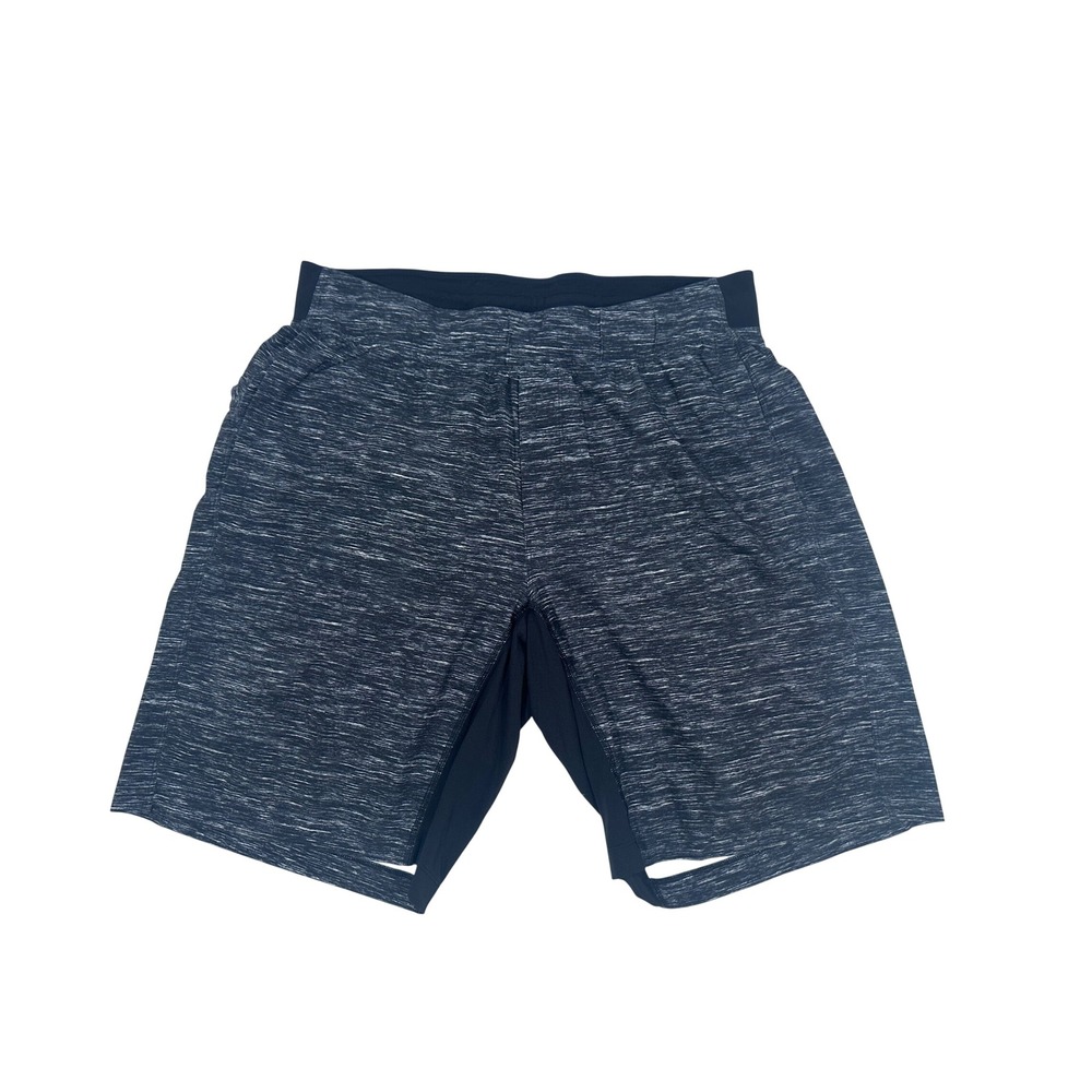 Lululemon Mens T.H.E Lined 9" Shorts Size L Space Dye Black Grey